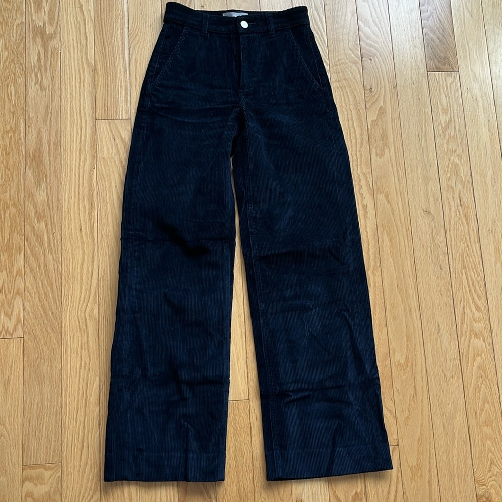 Everlane navy corduroy wide legged pants